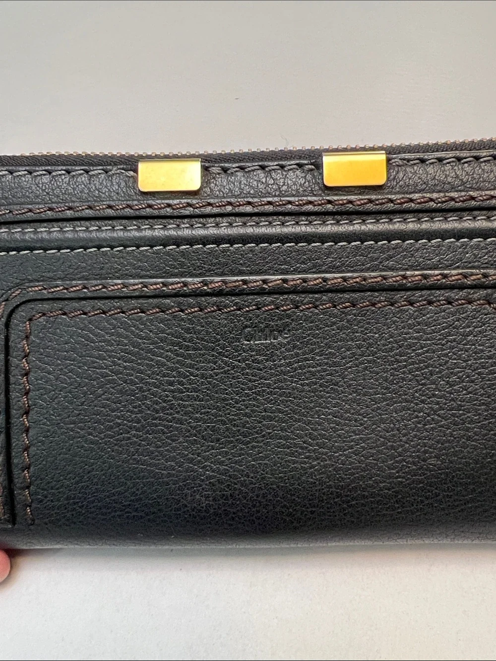 CHLOE MARCIE BLACK LEATHER ZIP AROUND  WALLET